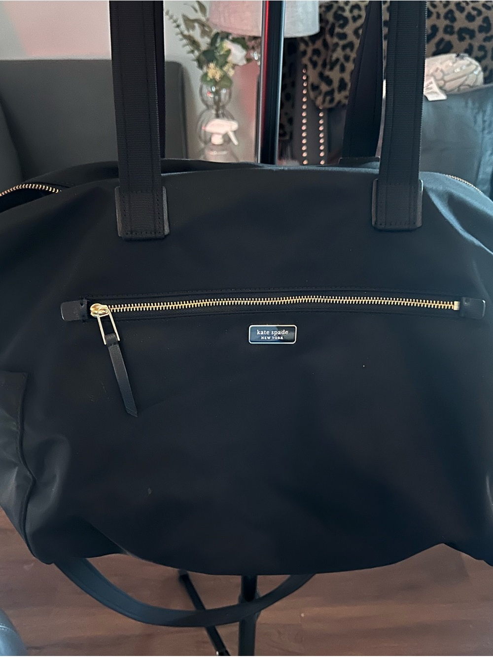 kate spade Black Nylon Duffel Bag with Gold Hardware